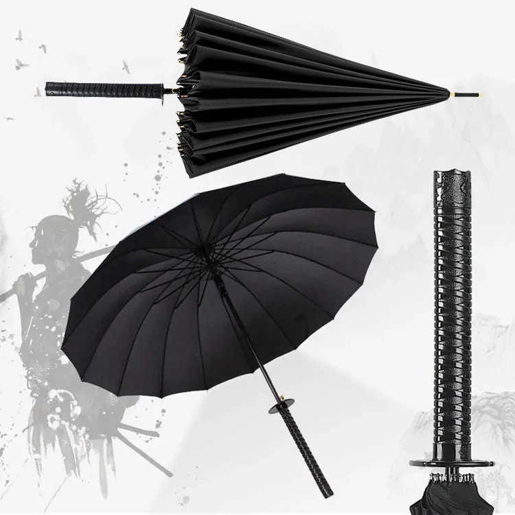 

Long Handle Katana Umbrella UV Blocking Black Parasol Demon Slayer Ninja Knife Japanese Katana Samurai Sword Umbrellas Raincoa