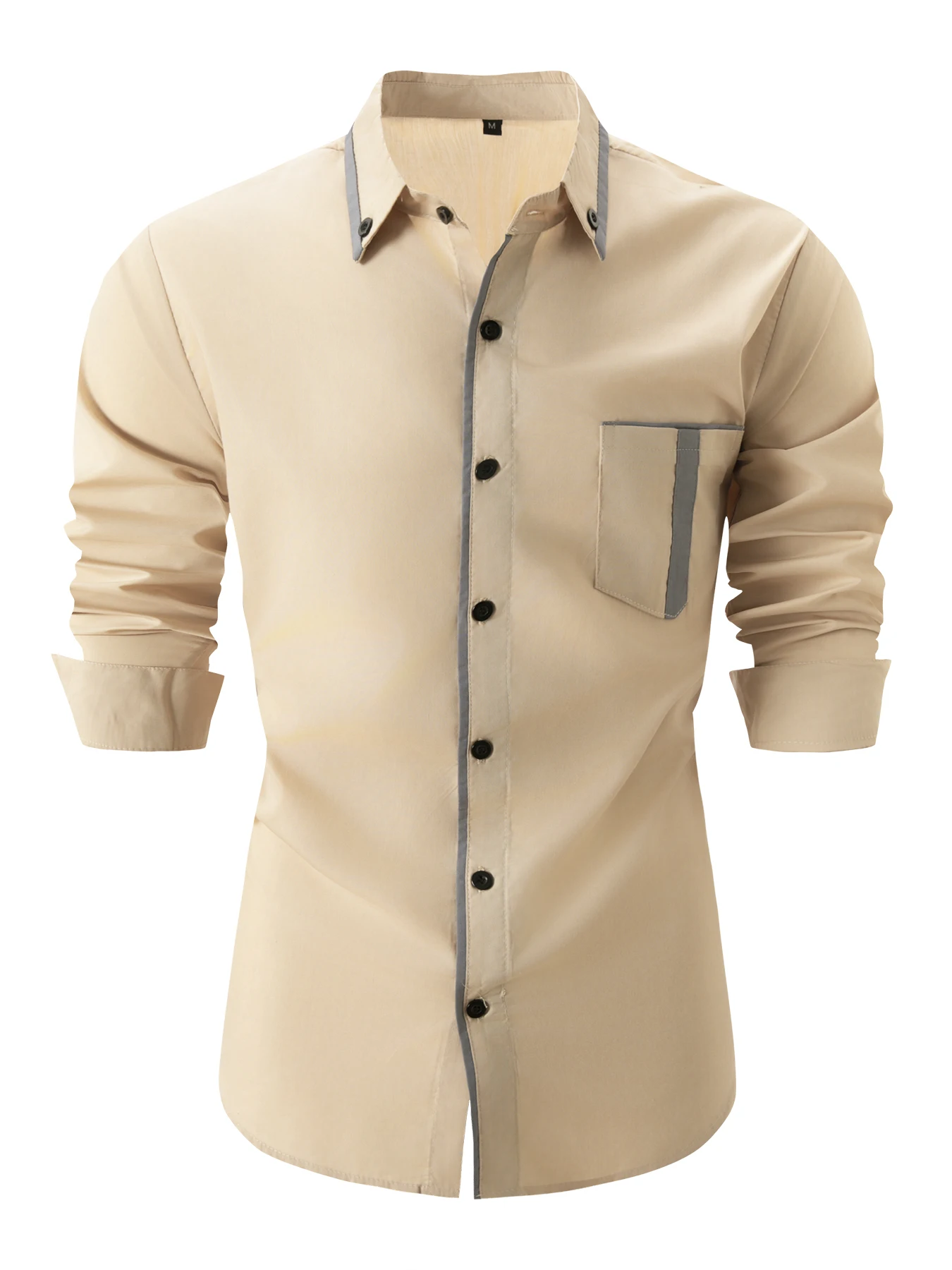Nuova camicia Casual primavera autunno tasca da uomo allentata tinta unita camicia a maniche lunghe camicie con bottoni Vintage