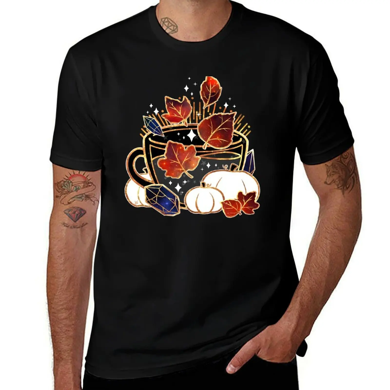 Gilded Autumn Teacup T-Shirt Big Size Loose Fit Tee Shirt T-Shirt