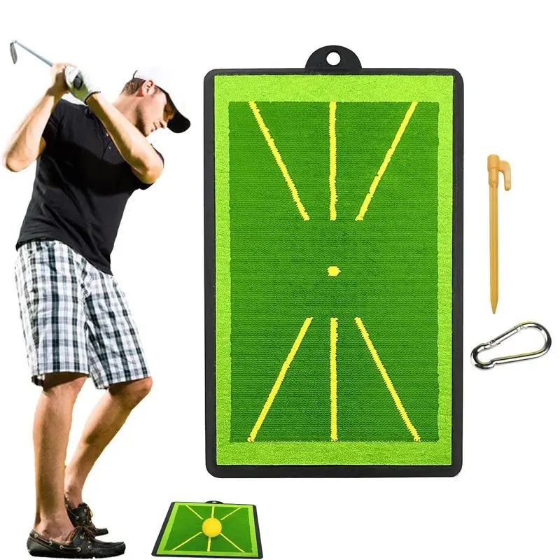 

Golf Impact Mat Path Feedback Rubber Backing Golf Hitting Mat Portable Replaceable Golf Impact Mat With Heavy Duty Rubber Base