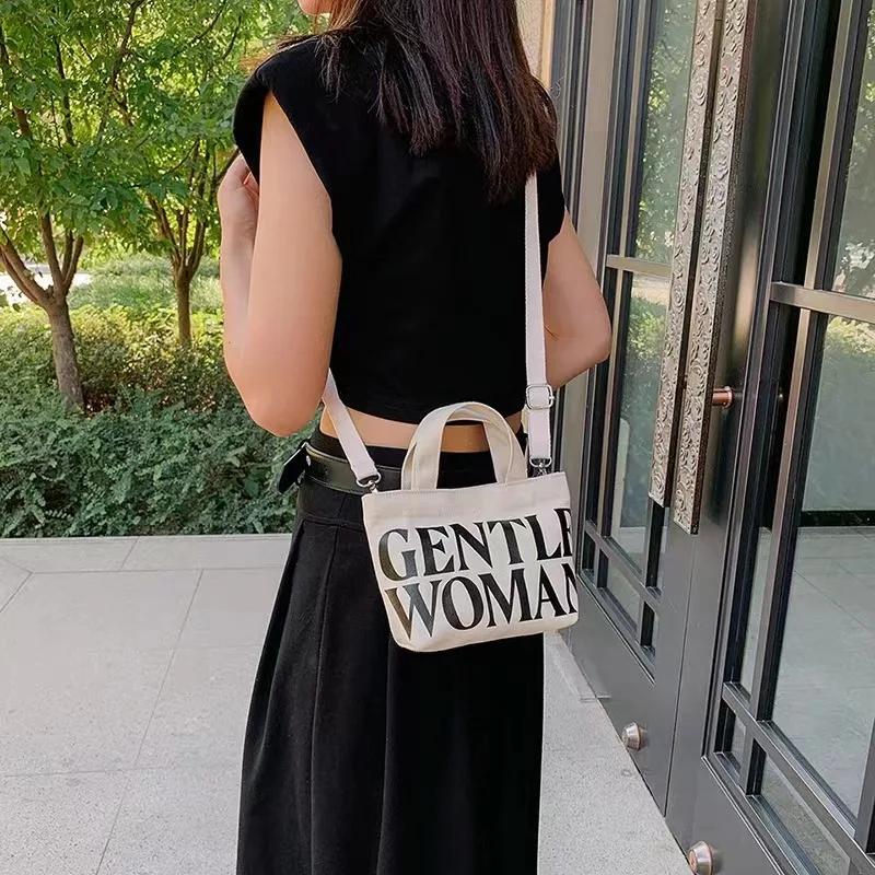 Letter Painted Canvas Small Size Bags 2024  New Casual Crossbody Mobile Phone Bags Outing Tote Bag Birthday Gifts Bags