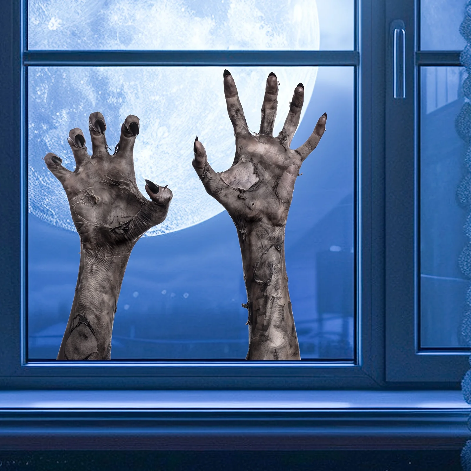 1 Stück Gruselige Zombie-Hand Wand- und Fensteraufkleber für Glas, Horror-Handform-Aufkleber für Tür, Spiegel, Zuhause, Büro, Halloween-Party-Dekoration