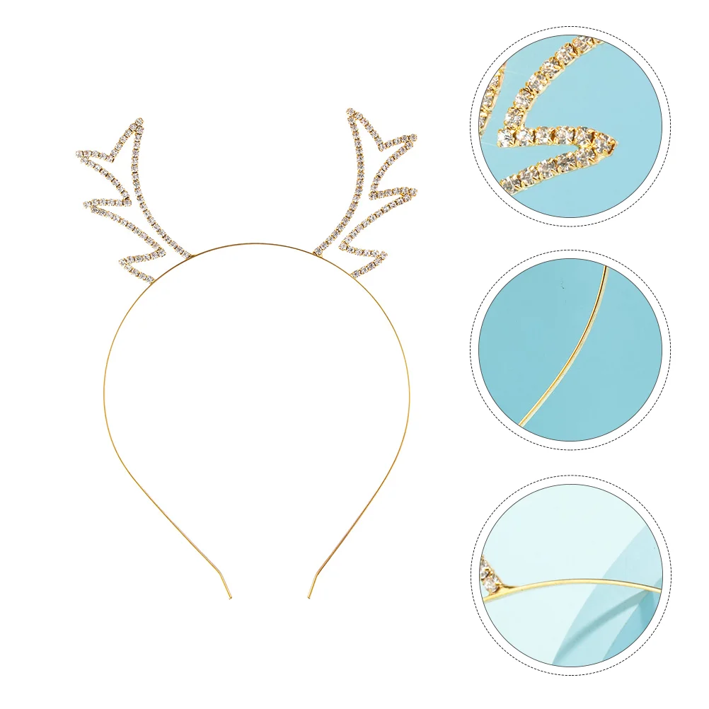 

Antler Rhinestone Headband Festive Hair Hoops Lovely Headdress Christmas Decoration Party Headbands for Women's