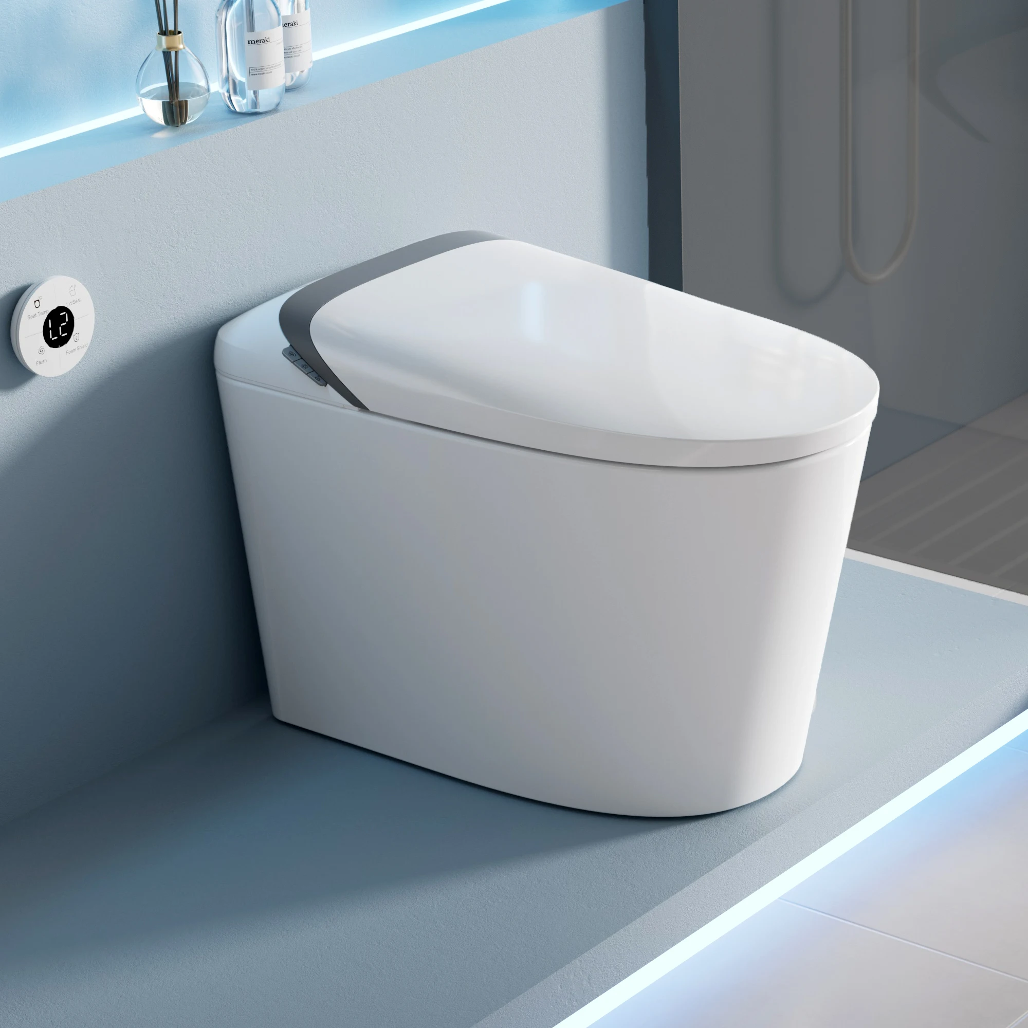 S037 Rimless Automatic Japanese-Style Smart Siphon Flushing Elongated Toilet Heated Seat Wall-Mounted Water Pressure Household