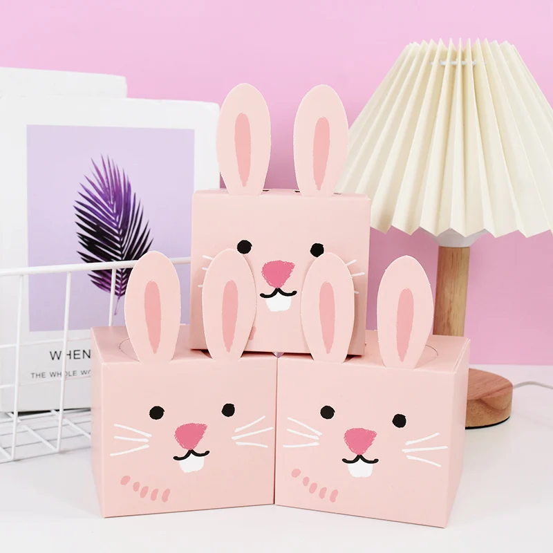 

5pcs Cute Rabbit Children's Candy Box Animal Chocolate Cookie Gift Packaging Box Happy Easter Party Decor Baby Shower Supplies