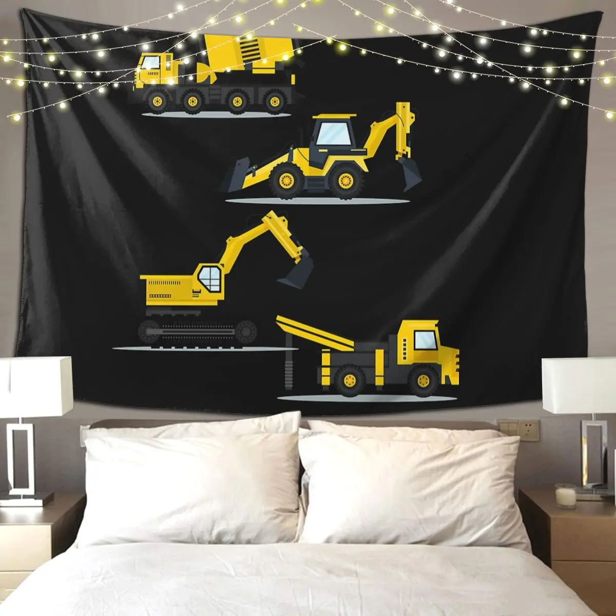 

Construction Truck Excavator Tapestry Hippie Wall Hanging Aesthetic Home Decor Tapestries for Living Room Bedroom Dorm Room