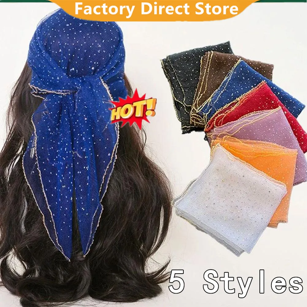 1Pc Foulard Femme Mode Bufandas Frauen Moslemisches Hijab Pailletten Spitze Schleier Tüll Schal Schal Sheer Mesh Kopftuch Femme Musulman neue