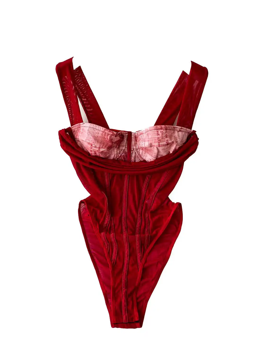 Vrouwen Rode Mesh Jumpsuits Vintage Skinny Speelpakjes Harajuku Lange Mouw Vierkante Kraag Exotische Sexy Zwarte Rompertjes Coquette Kleding