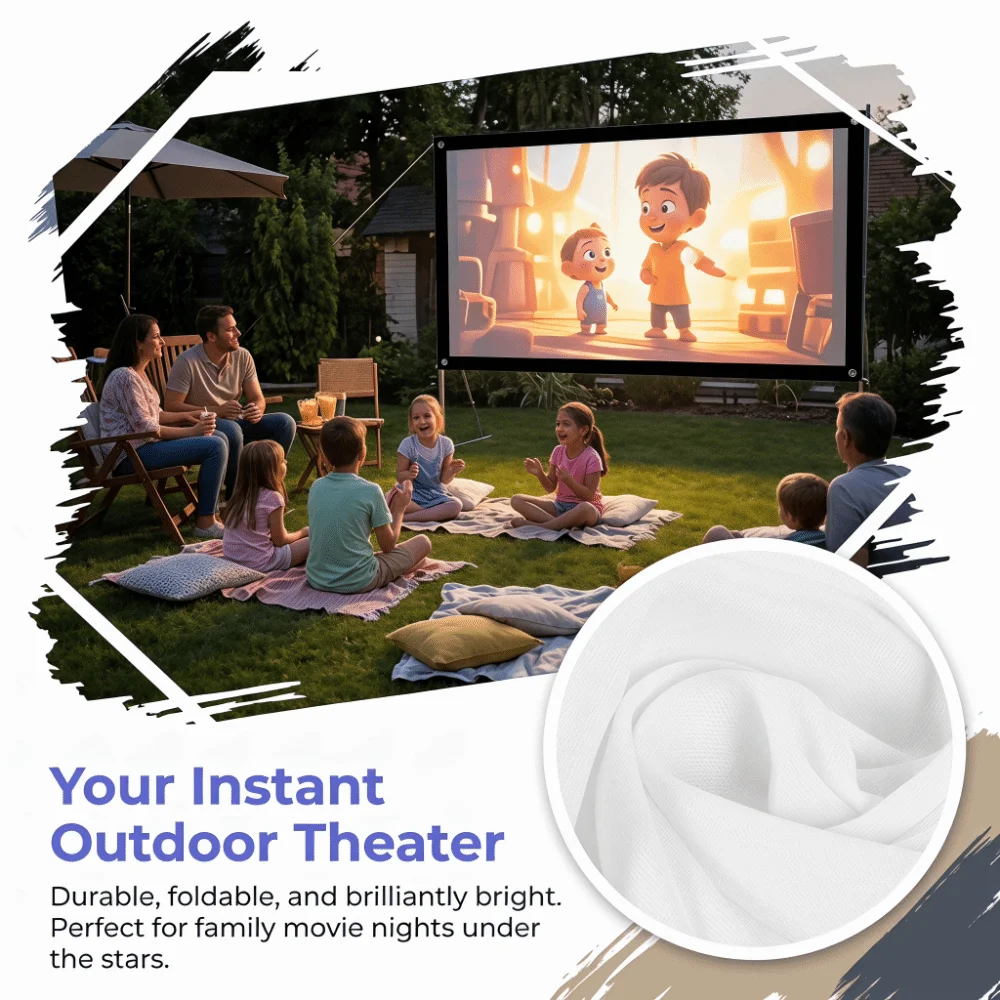 

Soft 16:9 Thicken Projector Screen White Non Crease Projector Curtain Foldable Polyester Projection Screen Front Back Projection