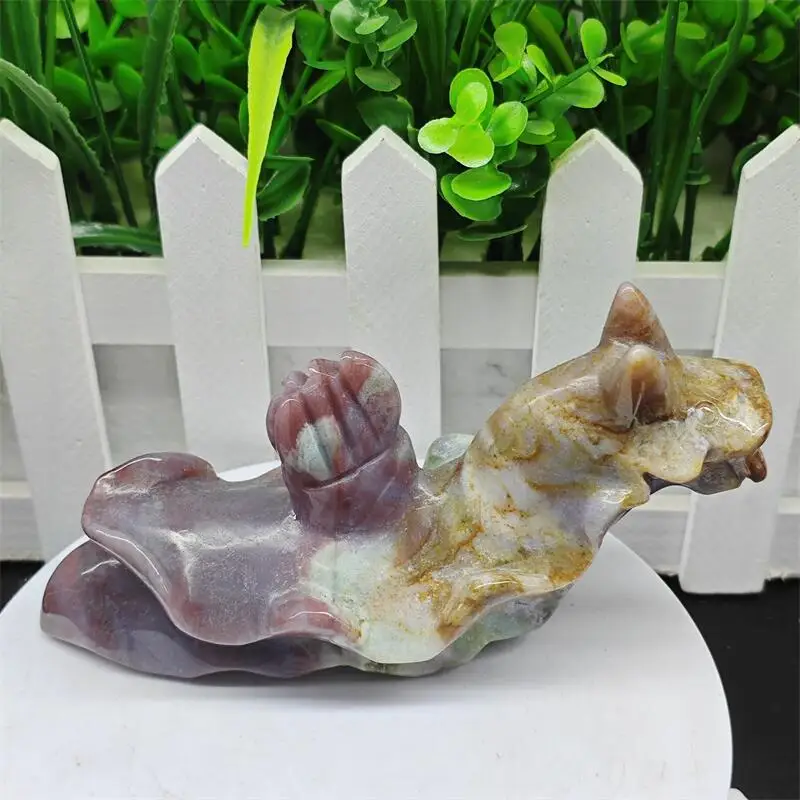

Natural Ocean Jasper Sea Rabbit Sea Snail Carving Reiki Healing Fengshui Stone Gift Home Office Decoration Gift 1PCS