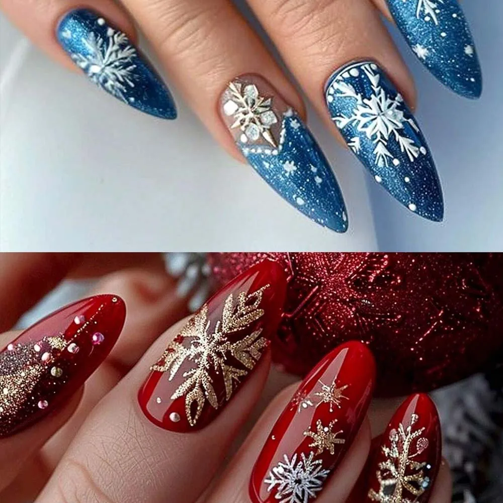 Winter Silicone Nail Carving Mold Christmas Snowflakes Design Mould Stamping Plate Gel Stencils Nail Charms DIY Manicure