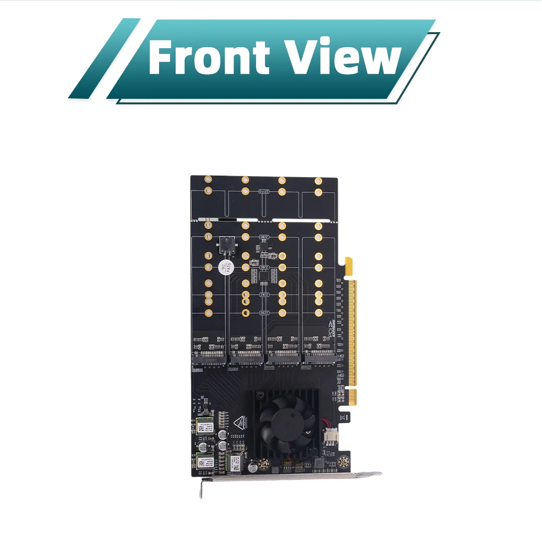 8-Bay M.2 NVMe Expansion Card PLX8749  PCIe 3.0 X16 No Splitting Full-Height Bracket Supports PCI-E X1/X4/X8/X16 Bandwidth