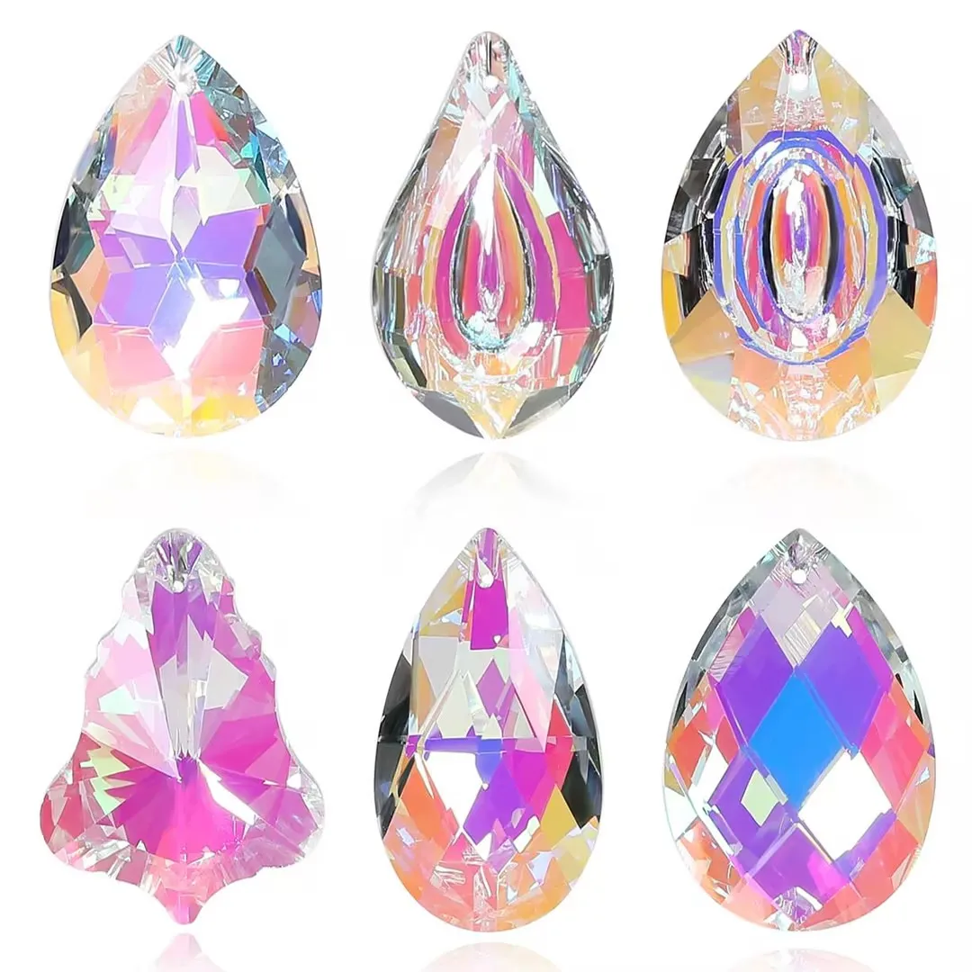38MM AB Color Crystal Glass Prism Pendants Hanging Suncatcher Accessories Rainbow Maker Ornament Crystal Chandelier Parts