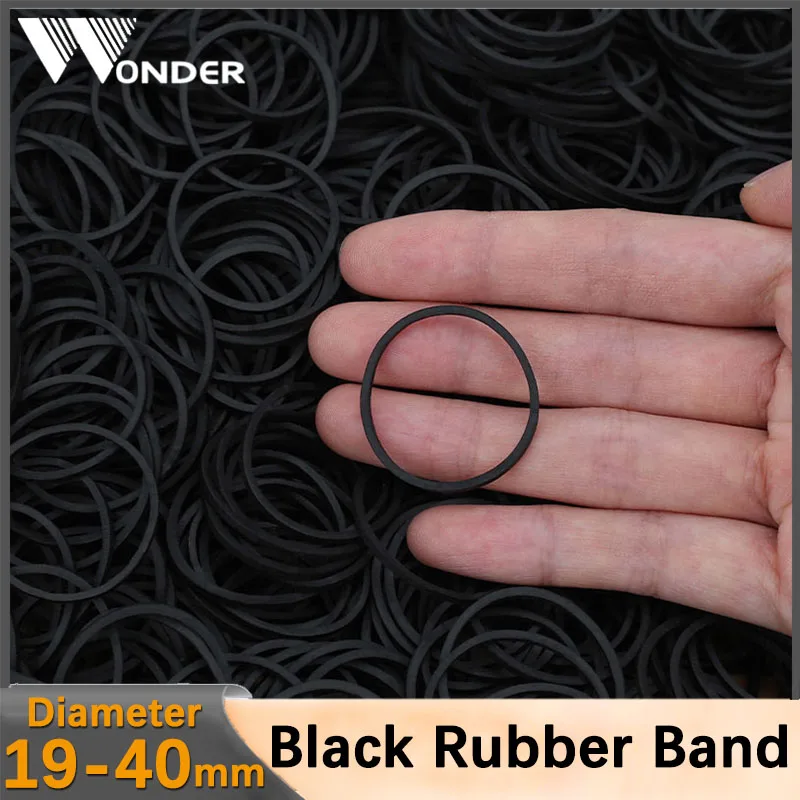 100-500Pcs Rubber Bands black Elastic Hair Bands Soft Hair Elastics Ties Bands for Office Supplies School Home Dia 19-40mm