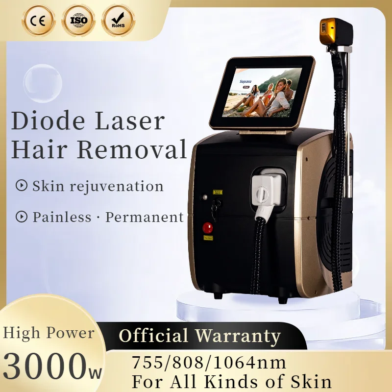 Ice Platinum Painless Epilator 3 wavelengths Diode Laser Hair Removal Machine Alexandrit Permanent Painless Hair Removal Device