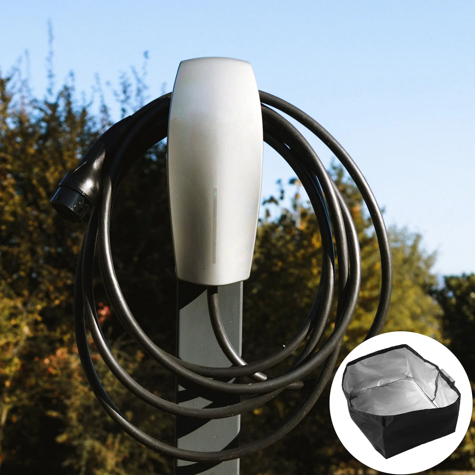 

Electric Vehicle Charger Cover Waterproof Rainproof Sunproof Dustproof Wall Mounted Outdoor Charging Station Protector for Ev