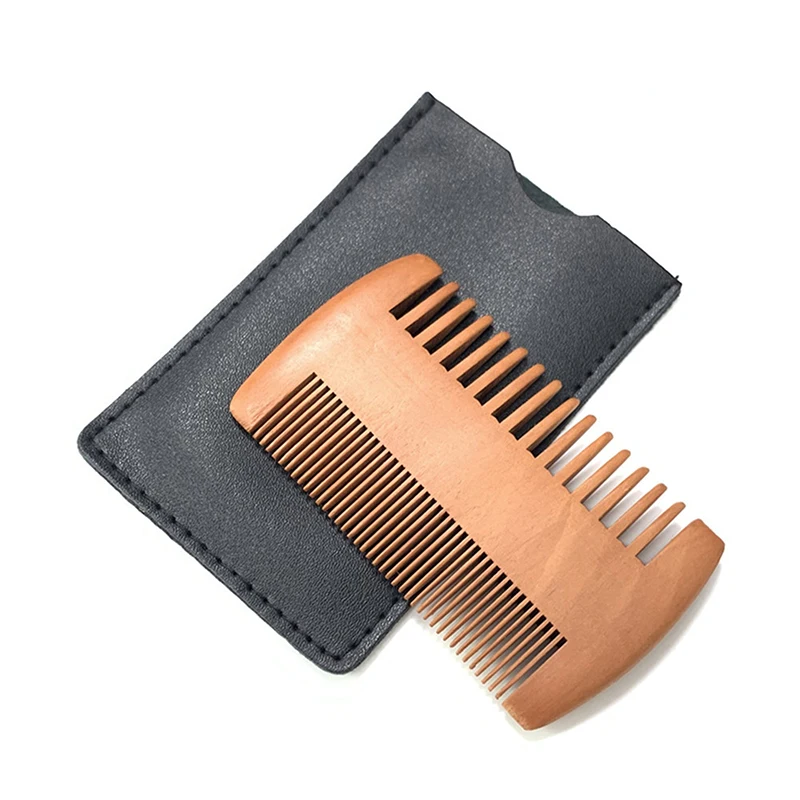 Natural Wood Hair Brush Beard Comb Anti-Static Double-Sided Mustache Pocket Comb Brushing Hair Care Tools For Men Gift