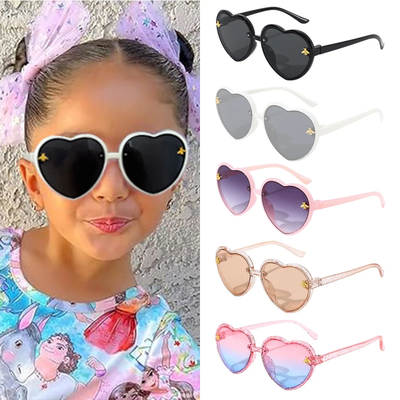 2/3/4/5 pçs 2026 meninas bonito abelha de ouro mais novas cores coração crianças moda óculos do bebê para o presente do dia dos namorados