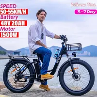 Ridstar MN-26 Electric Bicycle 48V 1500W 20AH Battery 26 Inch Fat Tires Men Mountain Snow Ebike CHINA  US Spot with Bag
