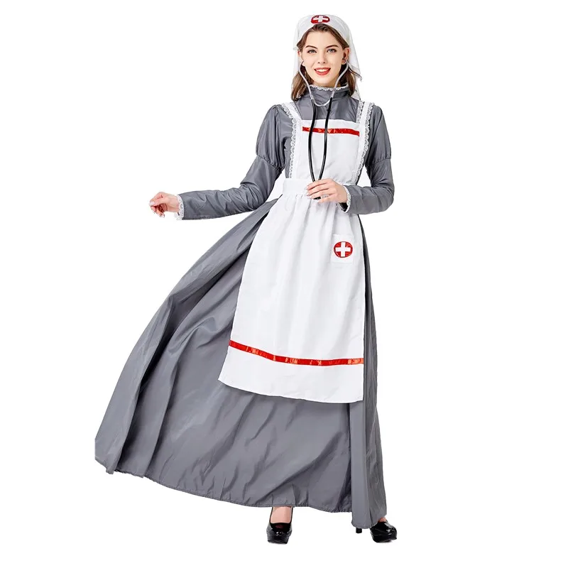 Sexy Damen Halloween Retro Mittelalterliche Krankenschwester Arzt Rollenspiel Kostüm Set Weibliche Französische Dienstmädchen Bühnenauftritt Faschingskostüm – Detail 7