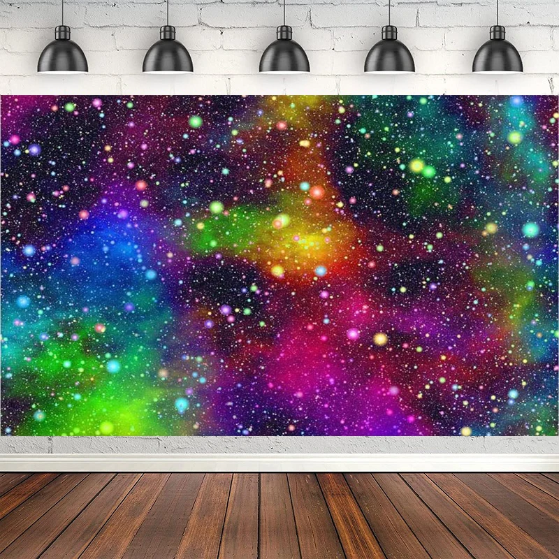 

Let's Glow Splatter Photo Background 80s 90s Disco Retro Dance Birthday Party Decor Photography Backdrops Starry Sky Banner