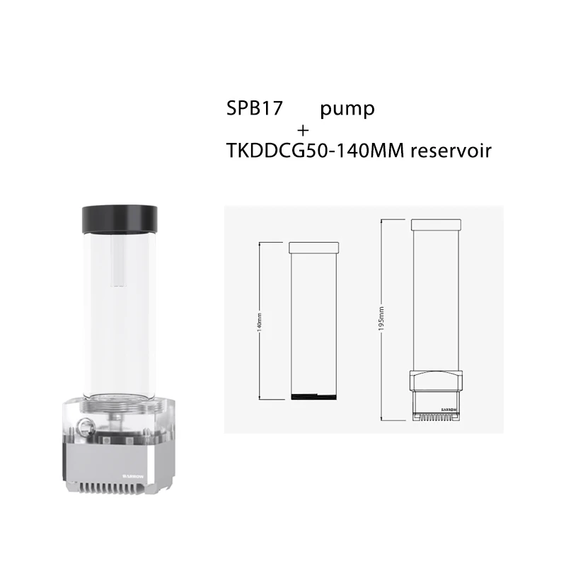 水冷システムとリザーバーコームポンプ,Barrow-17W rgb,195mm, 245mm, 295mm,黒