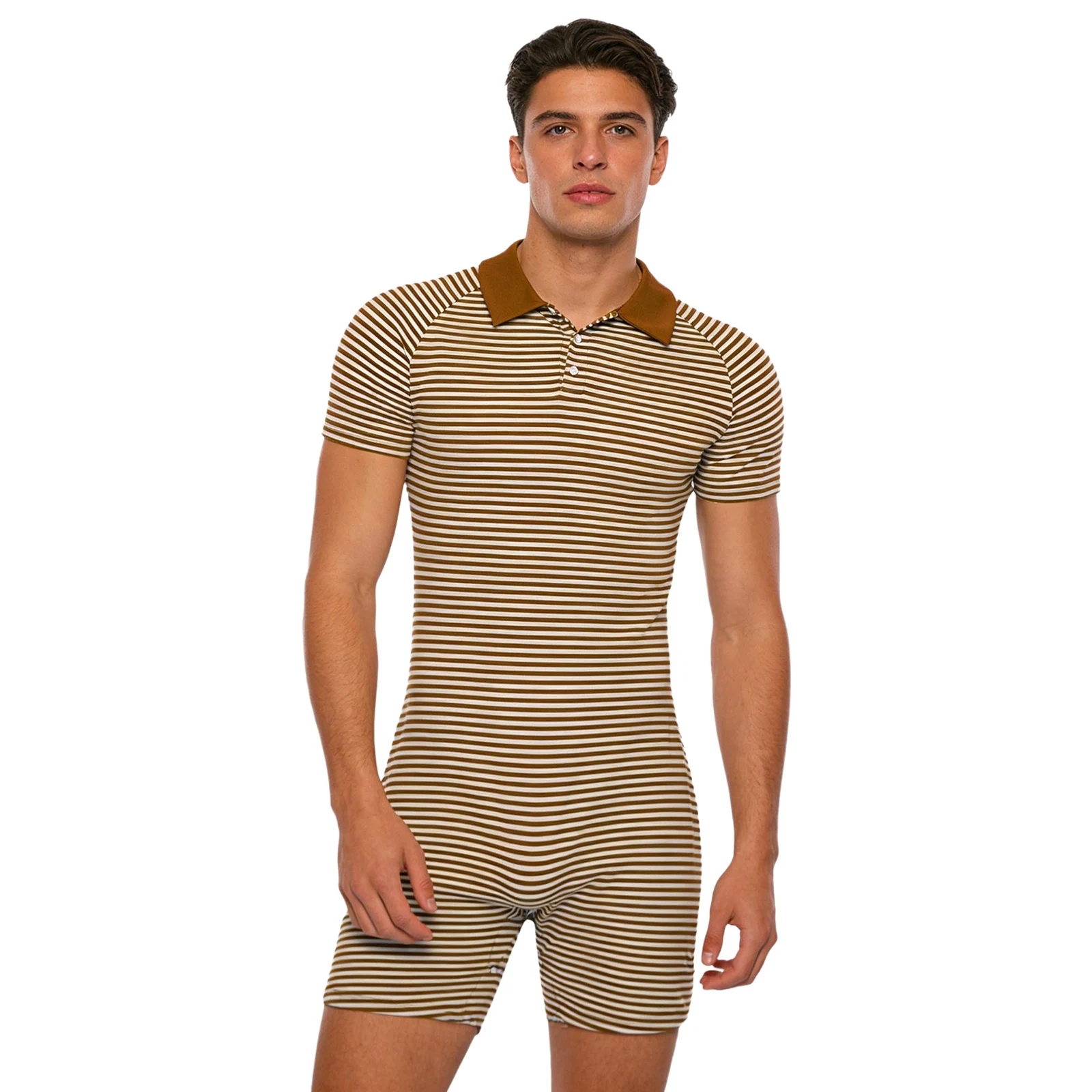 

Мужская комфортная повседневная пижама-боди с коротким рукавом и пуговицами на промежности, уютная домашняя одежда для отдыха и сна