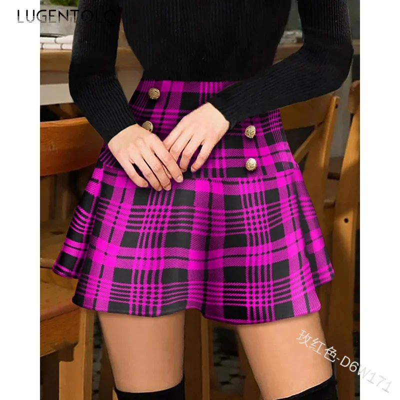 Sexy Skirt Women Summer Plaid Print Large Size Empire Fashion High Waist Female Casual Pleated Mini Skirts