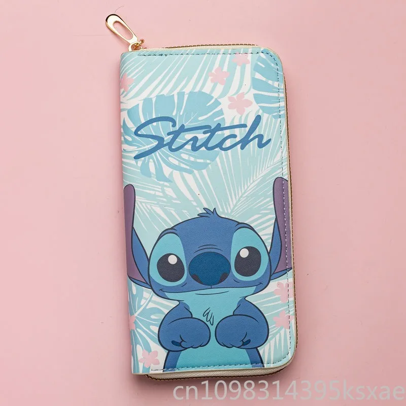 Disney Stitch Wallet Long Cartoon Cute Coin Purse Card Holder with Zipper Fashion for Women Men Girls