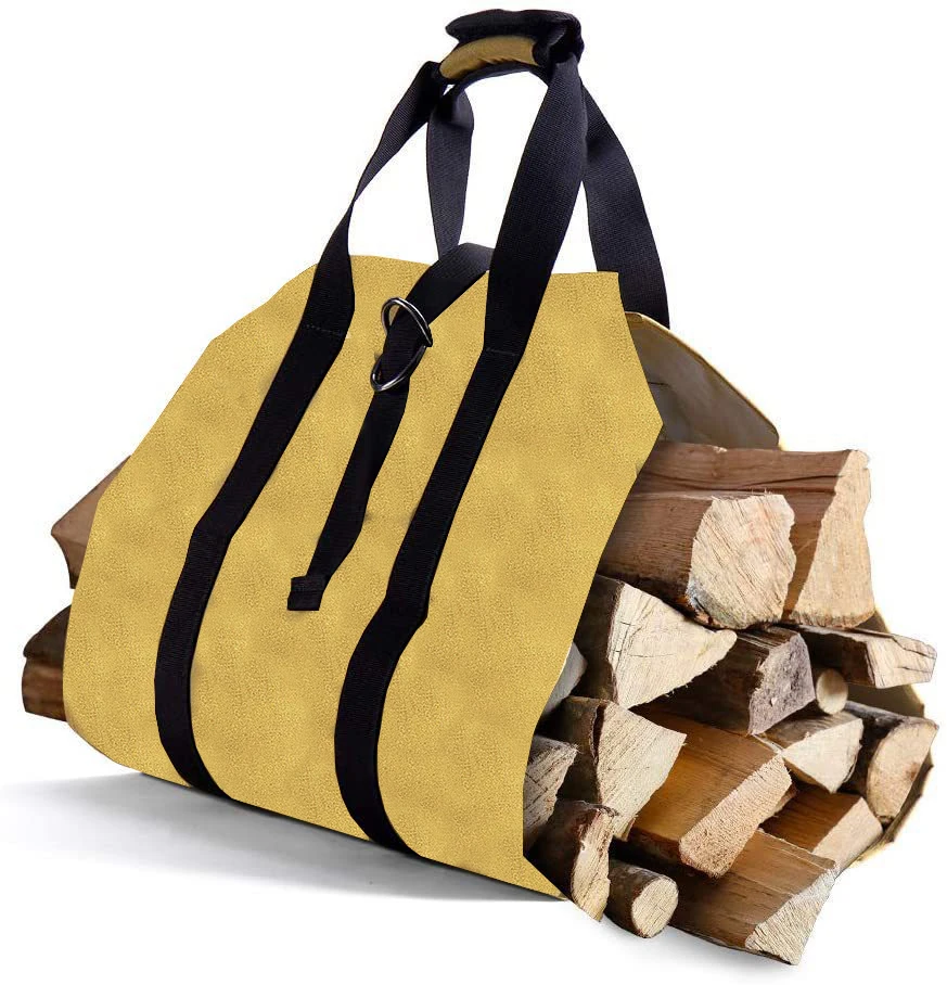 Large Capacity Canvas Firewood Wood Carrier Bag Log Camping Outdoor Holder Carry Storage Bag Tote Home Kitchen Supplies