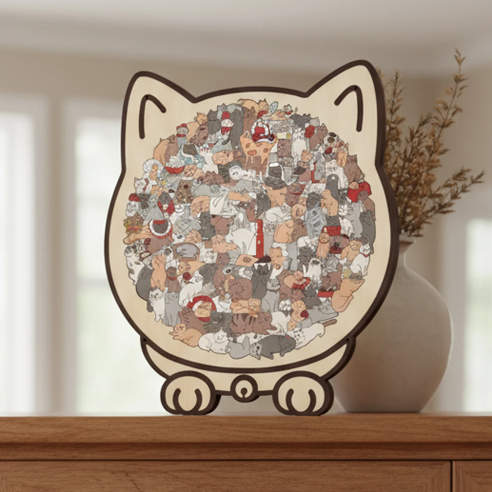 135 Teile Holz Unregelmäßige Puzzle Morandi Katze Geformt Kinder Kreative Katze Form Puzzles Katze Tier Puzzles Spiele Spaß Kinder Spielzeug