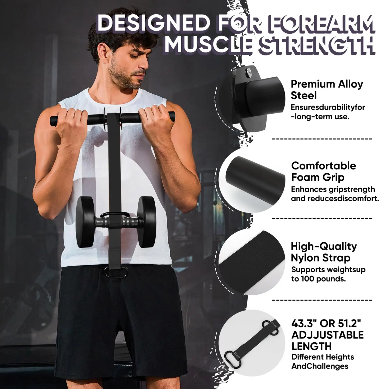 Strengtery przedramion i wałki do nadgarstków, przyrządy do ćwiczeń przedramion, wzmacniacze nadgarstków i odpowiednie pręty do treningu siły przedramion