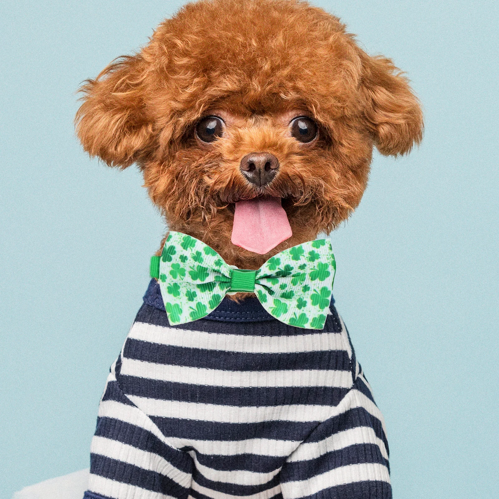 

5pcs Pet Collars Dog Bow Tie St Patricks Adjustable Green Polyester Holiday Cats Dogs Lightweight Comfort Festive