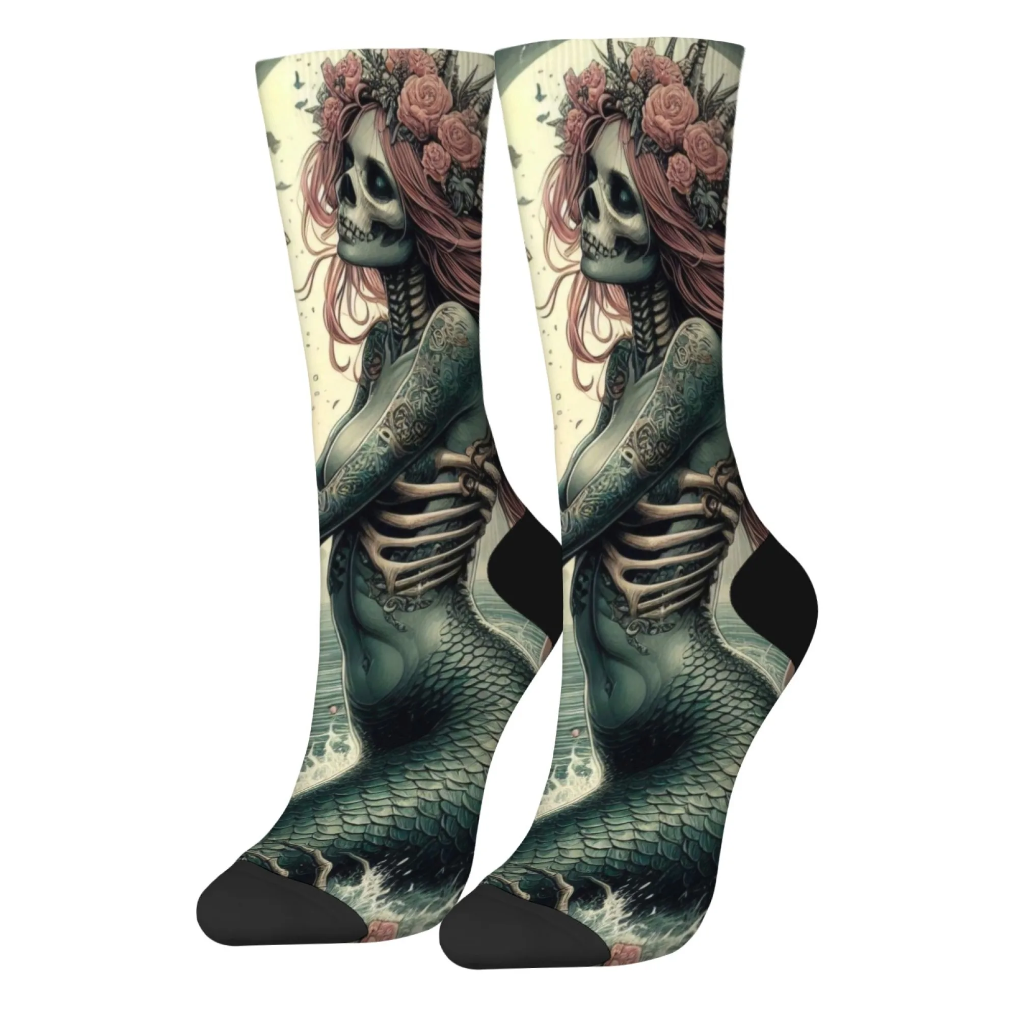 Mermaid Zombie Novelty Funny Socks Harajuku Retro Comfortable Warm Fashion Men's Socks Street Hip-Hop Style Unisex Socks Gift