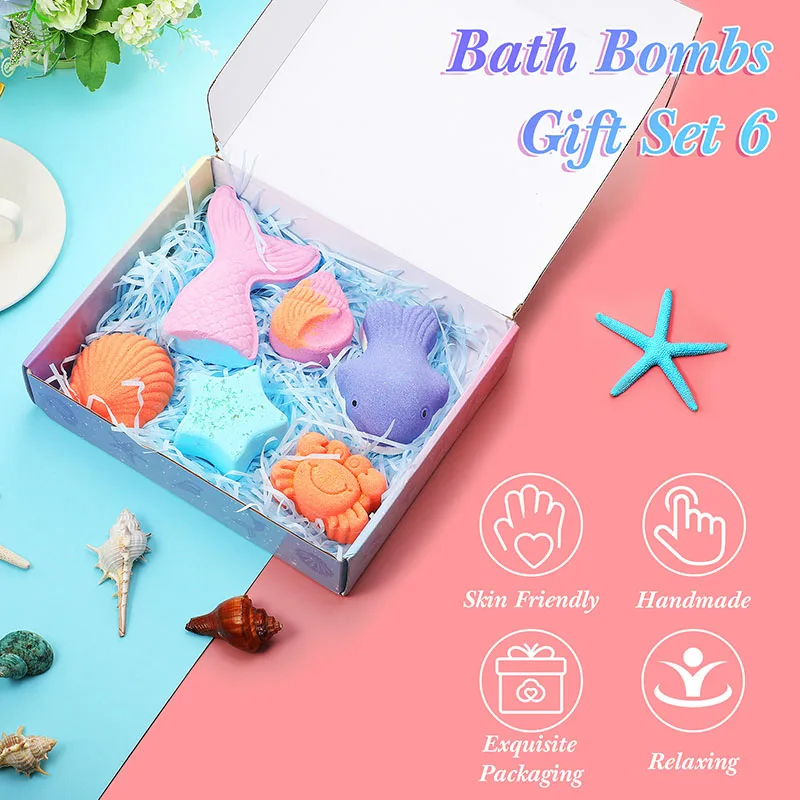 6 Pcs Essential Oils Bath Bombs All-purpose Natural Organic Exfoliation Bubble Bath Ball for Moisturizing Dry Skin