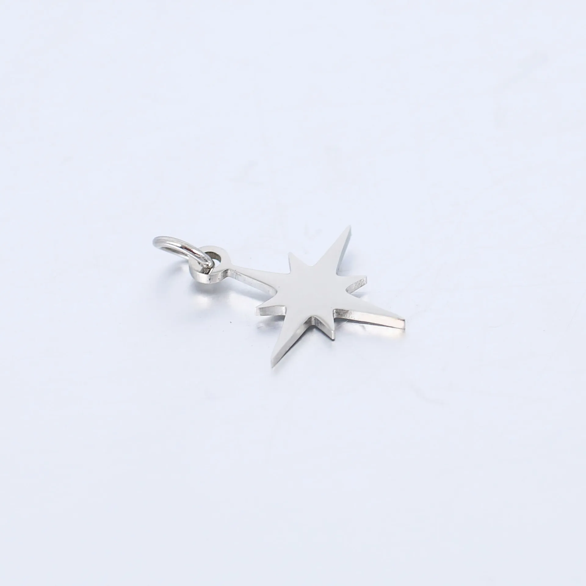DOOYIO 5pcs/Lot Stainless Steel Charms Octagonal Star DIY Titanium Steel Single Hole With Ring Pendant Jewelry Accessories
