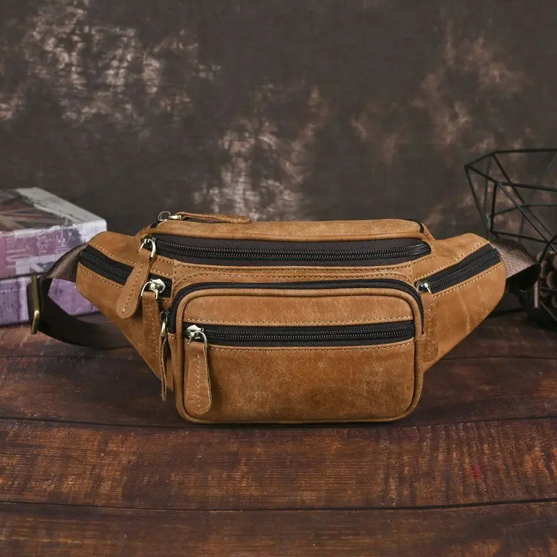

Мужская сумка из натуральной кожи, повседневная поясная сумка из воловьей кожи, многофункциональная матовая кожаная спортивная сумка для отдыха, нагрудная сумка-кроссбоди для мобильного телефона
