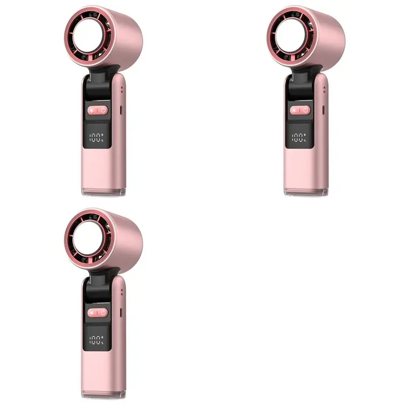 

ABRW-3X Handheld Fan Usbcharging Adjustable Speed Digital Display Fan Foldable Design High Speed Fan With Night Light,B