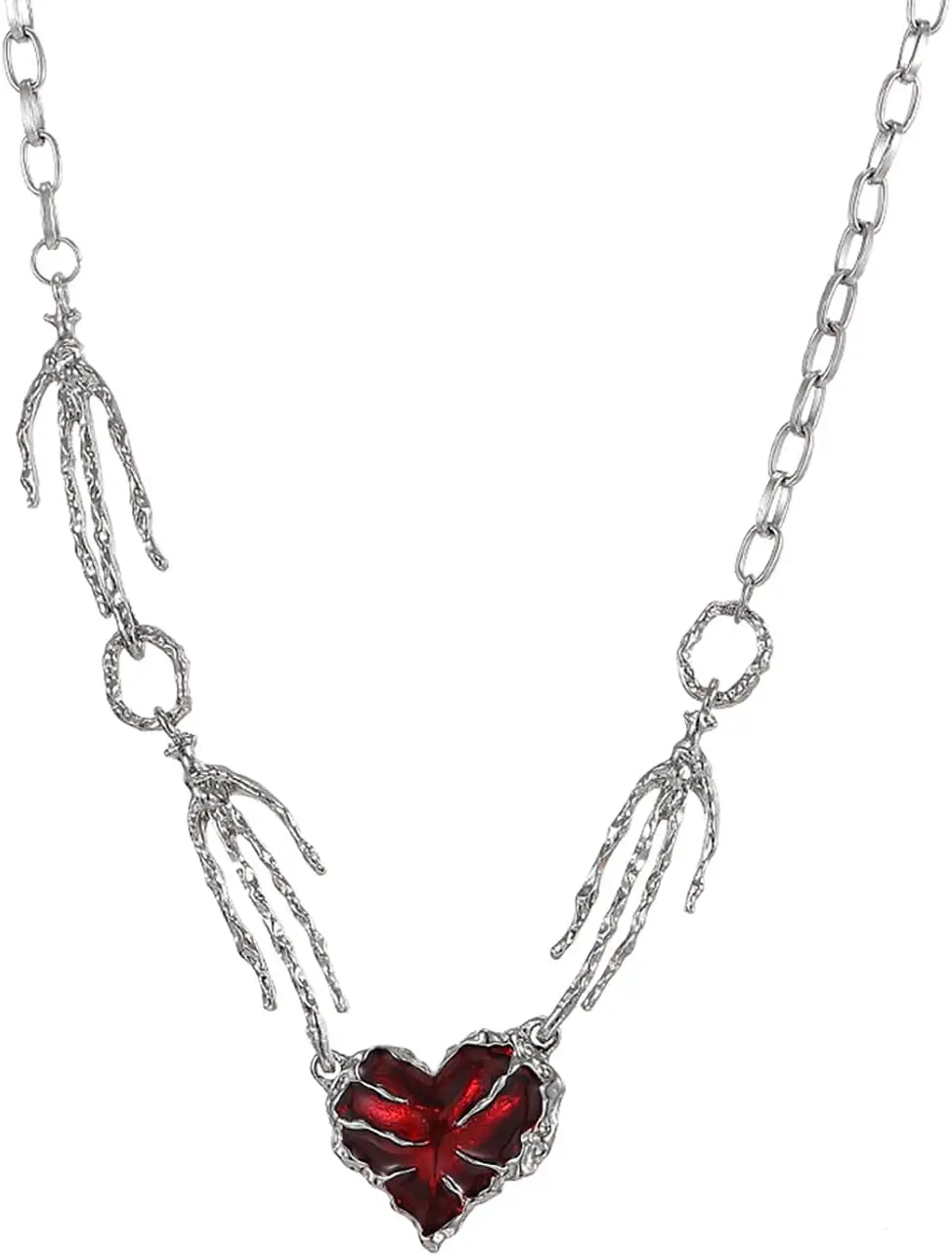 القوطية القلب قلادة الرعب مخيف الهيكل العظمي مخالب الأيدي المختنق قلادة للنساء الرجال #1