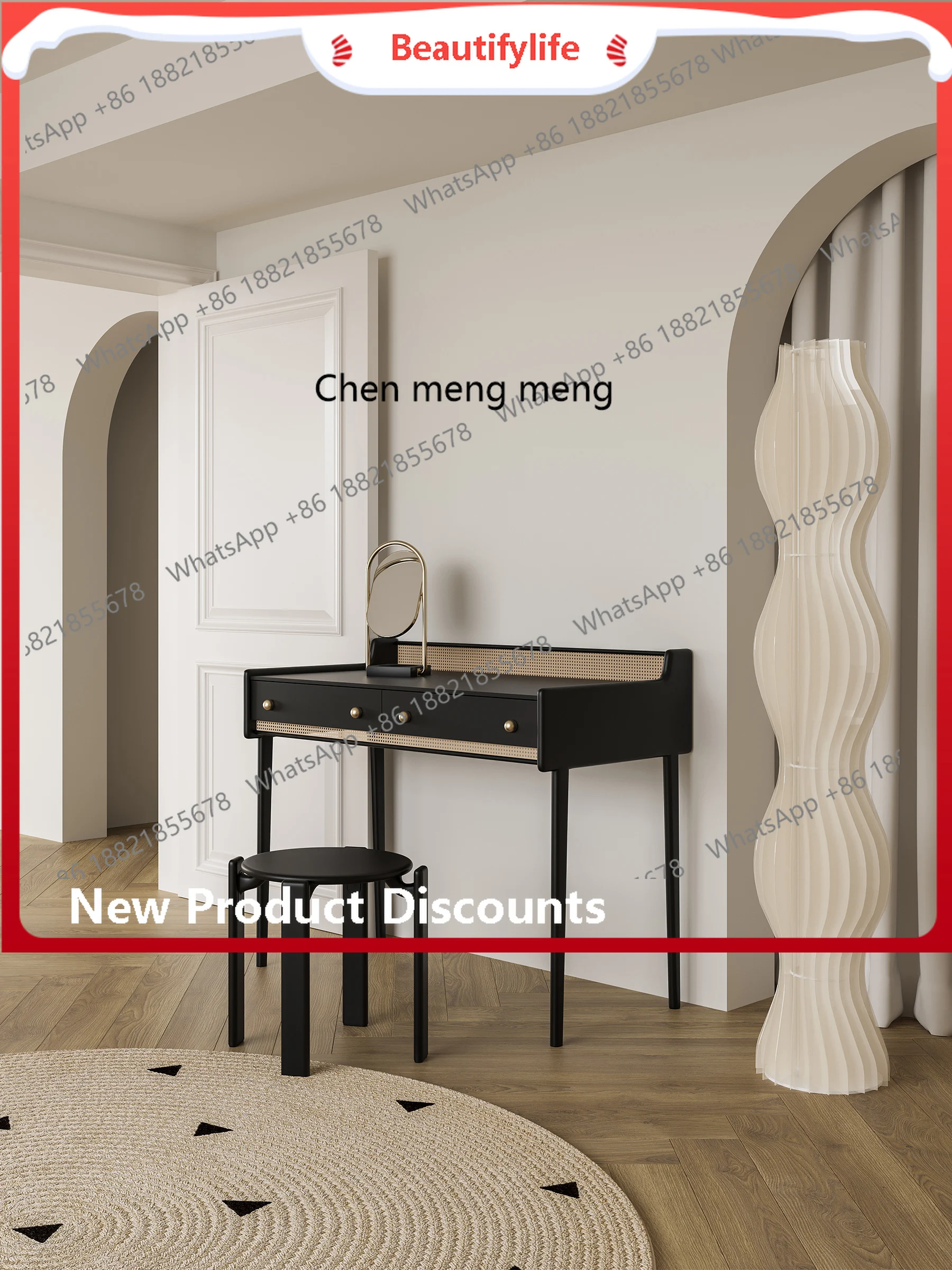 

Simple rattan dresser light luxury simple atmosphere bedroom furniture makeup table H