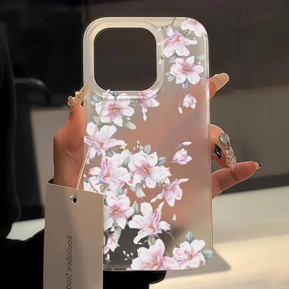 Luxury Lotus Flowers Phone Case For iPhone 11 15 Plus 17 Pro 16 14 Pro Max 12 13 15Pro Cases Funda Cute Aesthetics Florals Cover