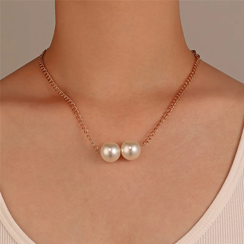 Silver Color  New Fashion Pearl Necklace Pendant Ladies Girl Simple High Sense Jewelry Handmade Gift