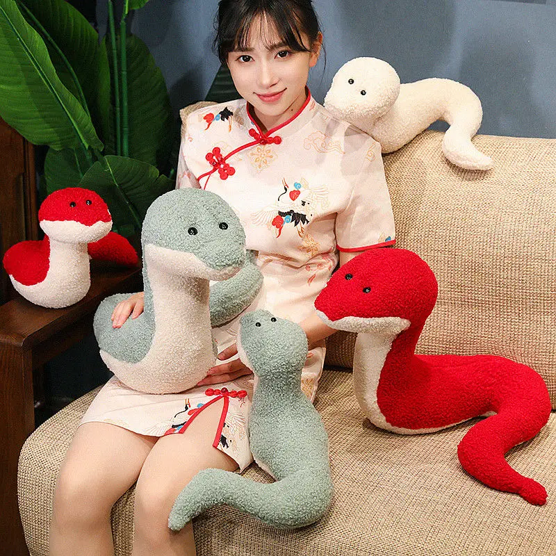 22/35cm Fluffly Cute Cartoon Curved Snake Plush Toy Soft Stuffed Animal Lovely Coil Snakes Doll Funny Kids Girls Gift Home Decor