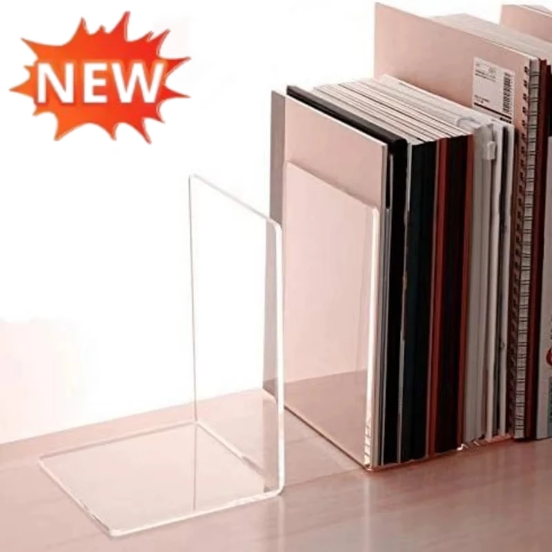 4/8 Pieces Bookends,Clear Bookends for Shelves,Heavy Duty Book Ends andDesktop Organizer,Book Stopper for Books/Movies/CD