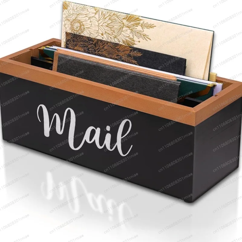Wooden storage box Mail finishing box Office countertop Household envelope Postcard desktop storage box