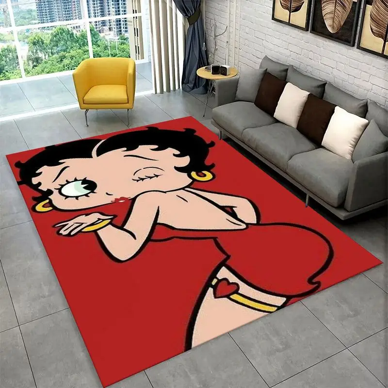 Retro Cartoon B-Betty B-Boop Cute Girl Carpet Rug for Bedroom Living Room Sofa Home Decor,Game Area Rug Non-slip Floor Mat Fest