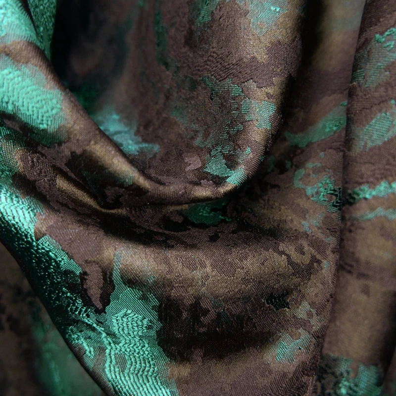 Brown Green River Ripple Pattern Three-dimensional Relief Texture Dress Autumn and Winter Coat Jacquard Designer Fabric