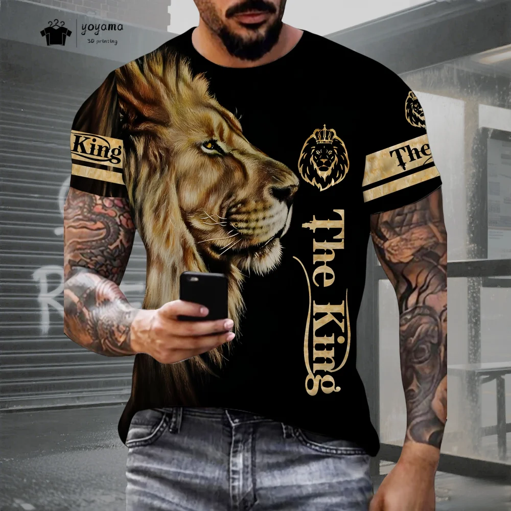 تي شيرت رجالي مطبوع عليه أسد ب - مراجعة Summer Clothing Essentials Men وسعره