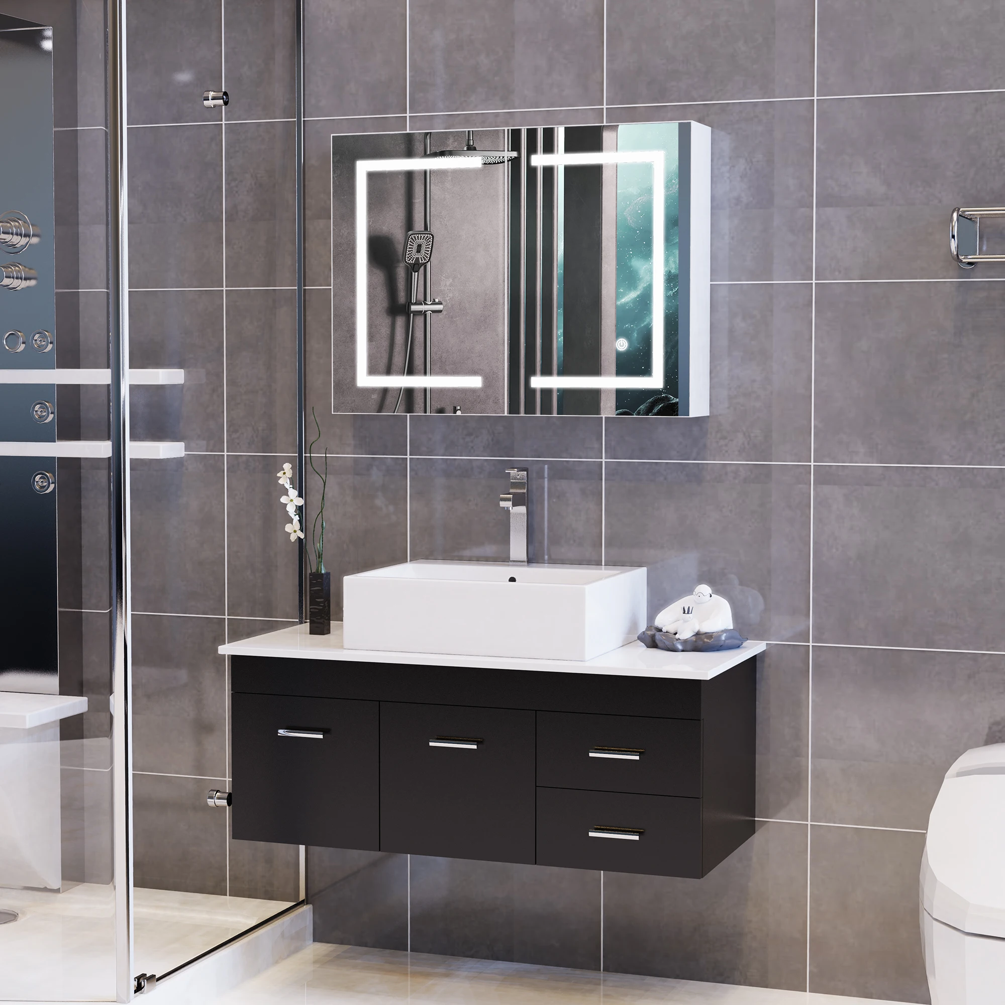 double door mirror cabinet