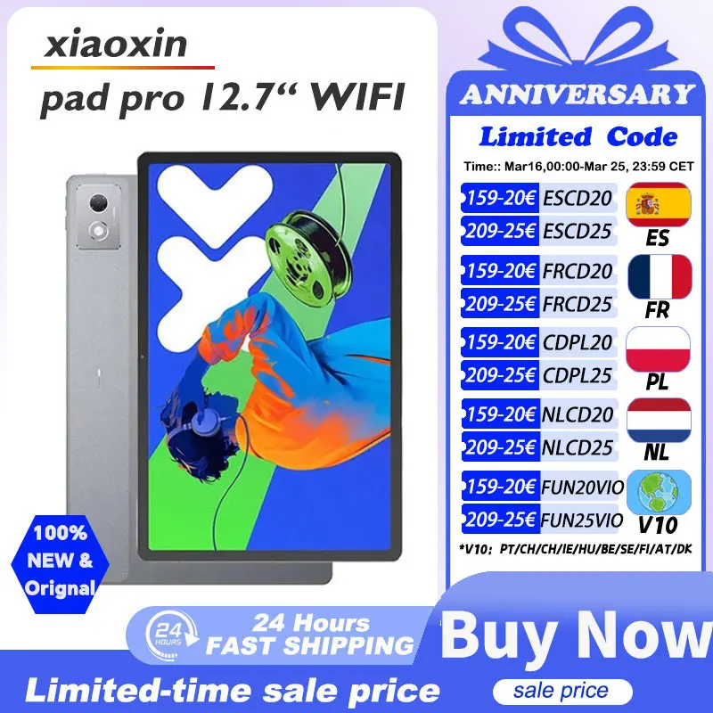 Original Lenovo Xiaoxin Pad pro 2025 12.7 pouces 128G 256G 45W charge WIFI Global rom MTK dimension 8300 10200mAh batterie Andoid